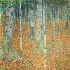 Gustav Klimt Canvas Paintings - Birch Forest